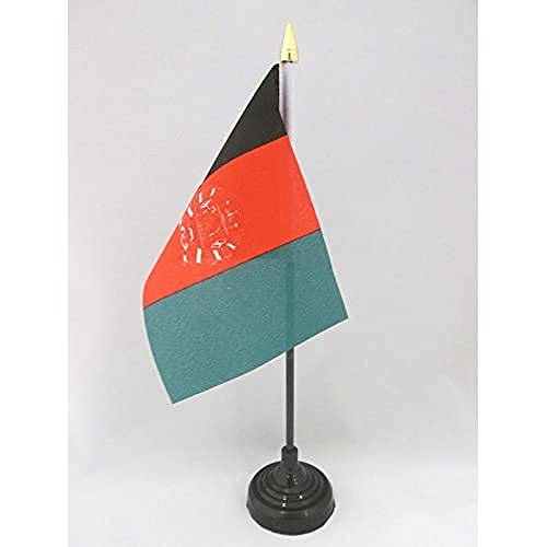 AZ FLAG - Tischflagge Afghanistan - 15x10 cm Goldene Splitze - Afghanische Tischfahne 10 x 15 Cm - Flaggen