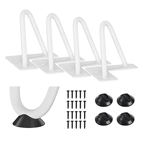 XDAILUYYDS 4er Set Hairpin Tischbeine, Hairpin Legs Metall 2 Streben, Haarnadelbeine aus Stahl 12 mm für Esstisch, Couchtische, Schreibtische, Hocker(2 Streben,20cm, Weiß) Cover