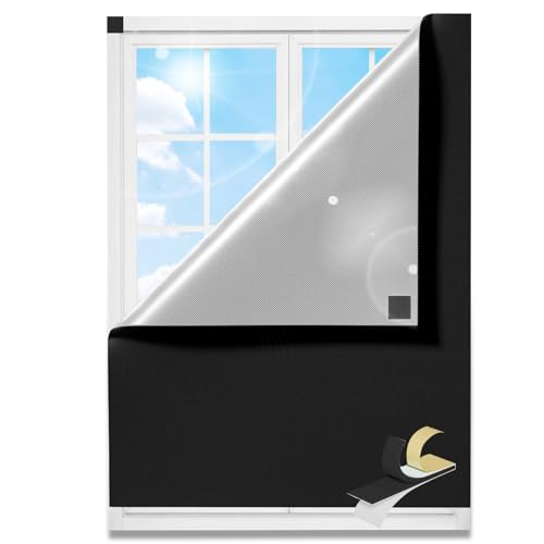 Portable Blackout Curtains, 100% Blackout Window Shades & Blinds for Windows with Hook & Loop Tapes - Easy to Cut to Fit Bedroom, Baby Room, and TV Room（40"x57"）- Black - image 1