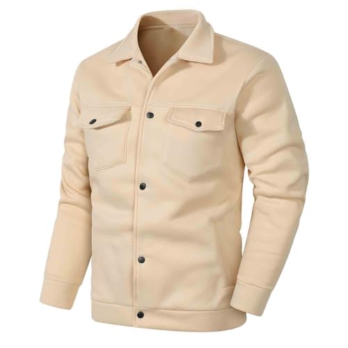 Chaqueta de forro polar para hombre, abrigo acolchado acolchado, ligero y cálido para invierno, camisas de manga larga con botones, blusas suaves y cómodas, bolsillos, chaqueta térmica de madera