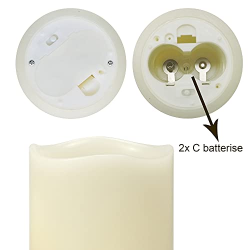 Image of Real Wax Battery Operated Flameless LED Pillar Candles w /Remote 3x6 inch 2 PCS