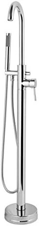 Cassellie CT002 Chrome Round Floor Mounted Free Standing Bath Tap Shower Mixer and Filler