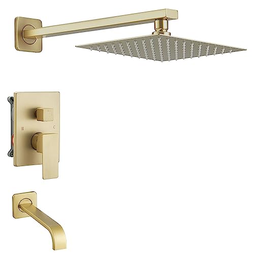 Lista de Juegos de grifería para bañera y ducha los 10 mejores. 44 Heable Juego De Grifería De Ducha De Oro Cepillado con Caño De Bañera Baño Mezclador De Lluvia De Lujo Sistema De Cabezal De Ducha Grifo De Ducha Montado En La Pared Completo,...