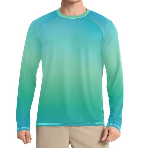 Ropa de protección UV para hombre camiseta de pesca UPF 50+ secado rápido azul