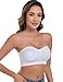 ANGOOL Strapless Bras for Women Wirefree Non-Slip Tube Top Invisible Bralette Seamless Padded Bandeau Bra, White, S