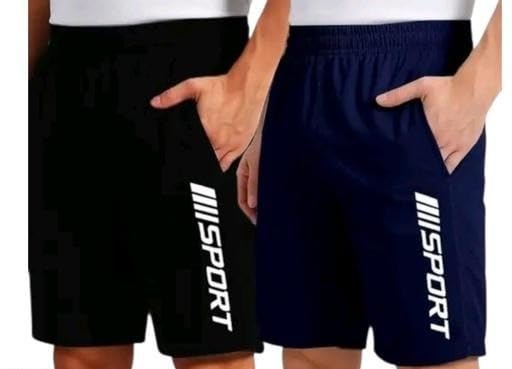 Men Boys Comfortable Cotton Boxer Shorts for Fitness Gym Running Sports Use Pack of 2 Black-Navy S-image-7