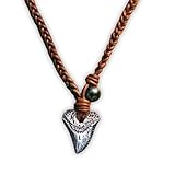 925 Sterling Silver Necklace Pendant Authentic Leather Cord, Adjustable Premium Pearl Pendant, Handmade Silver Jewelry, Designed Necklace for Men & Women Necklace, Jewelry Gifts (Shark Tooth)