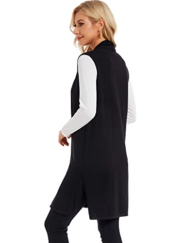Moss Rose Women's Long Knit Cardigan Vest Casual Sleeveless Open Front Draped Duster Vest (Available in Plus Size)2