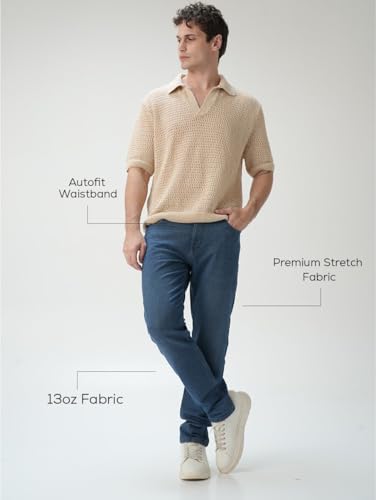 Image of Minus One Slim Fit Stretchable Mid Rise Jeans for Men | Mens Denim Cotton Pants | Stylish Ankle Length Jean