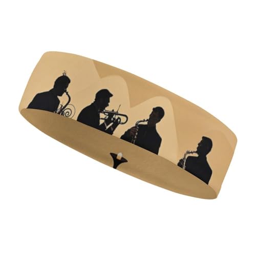 Silhouette eines Jazz-Quartetts für Damen und Herren, Sport-Stirnband, passend für alle Kopfgrößen, ultra-saugfähiges und rutschfestes Schweißband für Laufen, Yoga, Fitnessstudio Silhouette eines Jazz-Quartetts für Damen und Herren, Sport-Stirnband, passend für alle Kopfgrößen, ultra-saugfähiges und rutschfestes Schweißband für Laufen, Yoga, Fitnessstudio