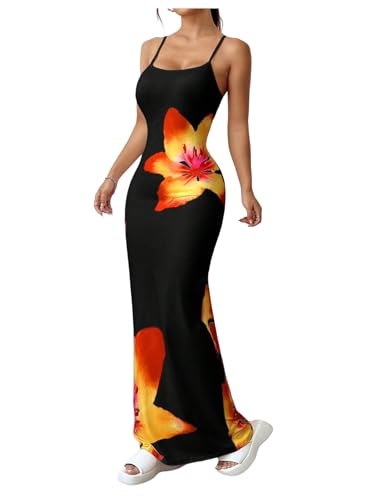 Verdusa Women's Floral Sun Maxi Bodycon Dresse Summer Starfish Dress White