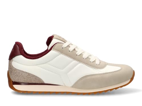 Etika 50016 Beige, Zapatillas Casual para Mujer, Deportivas Cómodas de Piel Sintética con Cordones y Suela Plana, Sneakers Estilo Urbano - 38