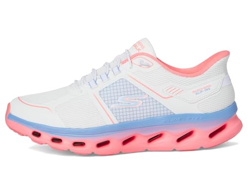 Skechers Women's Go Walk Glide Step 2.0 Elektra Hands Free Slip-Ins Sneaker, White/Multi, 8