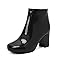Genérico Botas Mujer de Tobillo de Piel Charol con Punta Cuadrada - Tacón de Bloque y Cremallera Trasera, Estilo Otoño/Invierno,Negro,39 EU