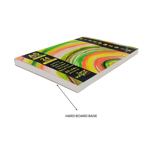 Image of Zen Sangam Artists' A5 Heavy Weight Mixed Media Glued Sketch Paper Pad - 325GSM, Hot Pressed - 24 Sheets - Smooth Texture Surface (14.8x21cm) For Heavy-body Paints, Calligraphy and Brush Pen Lettering