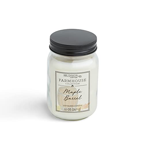 Mason Jar Candle Farmhouse Decor | Scented Maple Bourbon Candle With Natural Soy Wax Blend | Long Lasting Aromatherapy Candle For Home Fragrance | Decorative Glass Jar With Lid, 12 Oz #TOP7