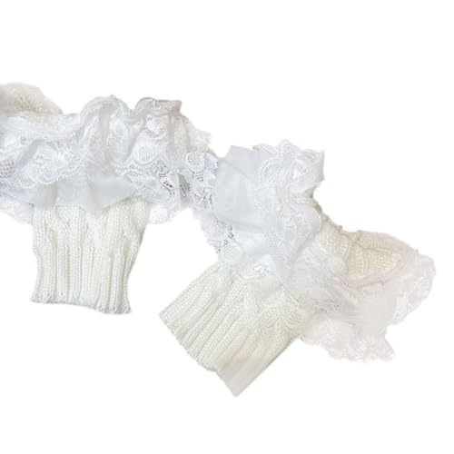 1 Pair Stretch Lace Boot Cuffs Leg Warmers Socks Toppers Cuff for Womens, Knit Solid Color Crochet Cuffs Socks