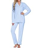 Ekouaer Pajama Set Women's Sleepwear Long Sleeve Sleep Shirt with Long Pants Soft Cozy Lounge...