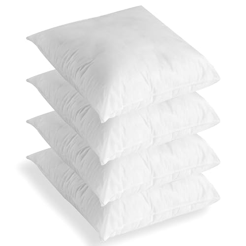 C Stores Cushion Inserts 45cm x 45cm (Pack of 4) for Indoor/Outdoor Sofas and Beds, Square Cushion Pads Fillers, Cushion Inners, Anti-Allergy Cushion Supportive Bounce Back Comfort, 18 x 18 Inch