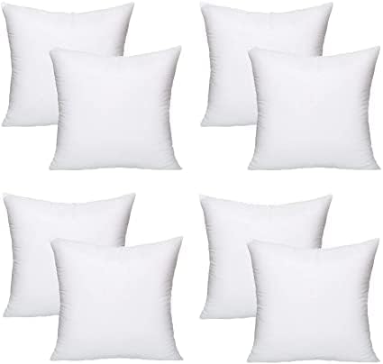 SK MERCHANDISE Pack of 8 (45 x 45 cm) Hollowfibre 18" Inch Square Cushion Pads Insert Inner Fillers Anti-Allergy