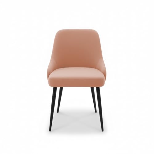 Image of Finch Fox Taskpro Modern Unique Velvet Upholstered Seating Living Room Dining Chair with Black Metal Legs in Peach Color