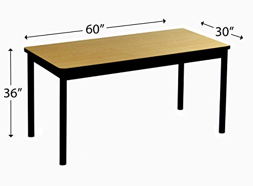 Correll 36" High Standing / Stool Height Utility Table, 30" X 60" Fusion Maple High-Pressure Laminate Top With Black Frame , Rock Solid Commercial Quality (Lt3060-16) #TOP2