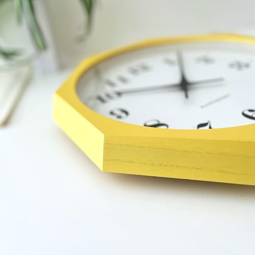 KATOMOKU muku clock 12 八角形 イエロー km-97YERC8 掛け時計 スイープムーブメント 30.0cm (電波時計) [4]