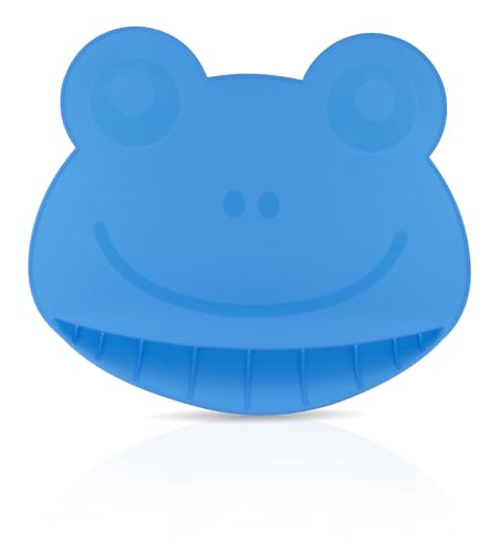 Nuby Sure Grip Miracle Frog Mat with Food Pouch - Toddler Suction Plate - 6+ Months - Blue