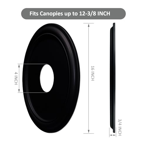 Image of Molded Nylon Ceiling Medallion for Light Fixtures and Ceiling Fans Black 16 inchOD x 4 inchID x 3 /4 inchP (Fits Canopies up to 12-3 /8 inch)