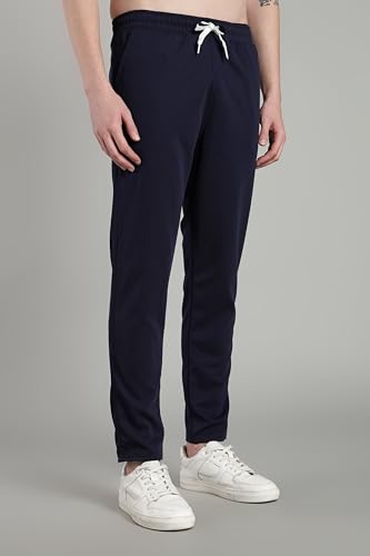 Image of SWADESI STUFF Men's Cotton Blend Track Pants, Black, Comfort Fit with Drawstring, Side Pockets for Regular Wear, Sports, Joggers