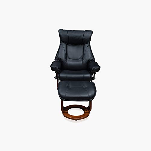 Image of Home Centre Silas Faux Leather 1-Seater Revolving Recliner with Footstool - Black