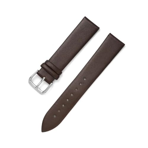 CongYi 薄型本革腕時計ストラップ 8mm 10 12 13 14 15 16 17 18 19 20mm 21 22mm スムースウォッチバンド ステンレススチールバックルバンド(Coffee,18mm)