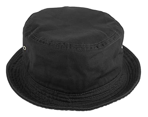 Gelante Solid Color 100% Cotton Bucket Hat For Women And Men Packable Travel Summer Beach Hat 1900-Black-S/M #TOP2