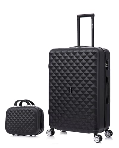 CELIMS - Juego de Maletas | Maletas de Viaje Grandes 23 Kilos + Neceser Mujer| Maleta Grande 23 Kilos 75cm + Neceser Viaje | ABS | Negro