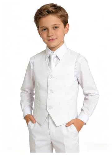 Image of Boys Formal Suits Slim Fit Vest Pant Set for Kids Wedding Tuxedo
