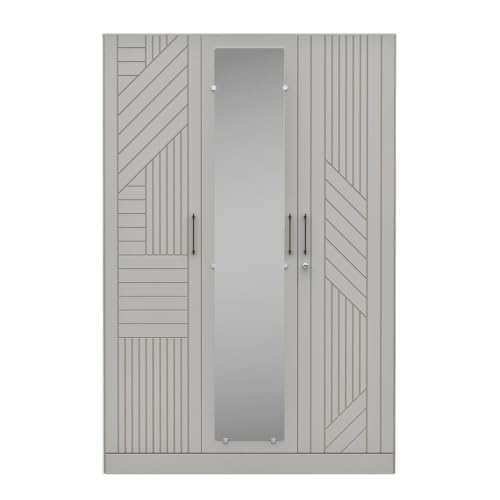 Image of Wakefit Wardrobe for Bedroom | 3 Yr Warranty | Cupboard for Bedroom, Almirah, Wooden Wardrobe, Comes with LED light, Storage Drawer, Mirror & Hanger, Density:680-750kg /m, Free Installation(Tyrian-LG)