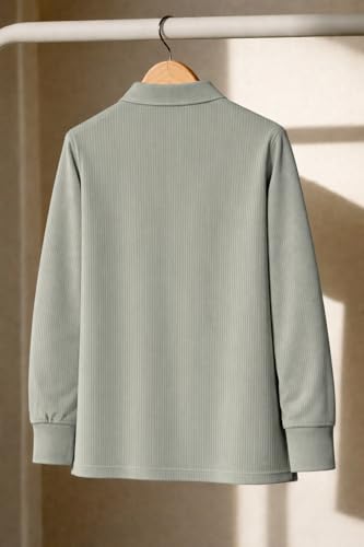 Image of Mack Jonney Men's Premium Ribbed Half-Zip Polo T-Shirt | Long Sleeve Soft Stretch Fabric | Stylish Casual & Smart Wear Top-M6814