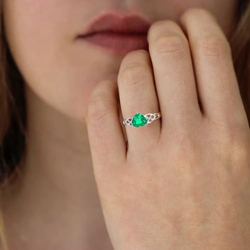 10K 14K 18K Gold Heart Cut Gemstone Celtic Knot Rings for Women 1.5CT Gemstone Good Luck Celtic Promise Statement Anniversary Ring Jewelry Gifts for Her Size 4-154