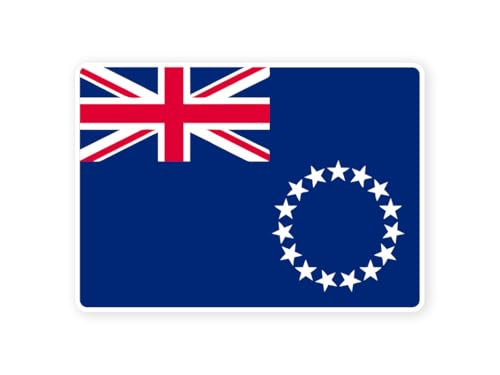 Sticker drapeau COOK ILES cookien 10cm(S) - 28cm(XL) autocollant bord blanc (taille S : 10cm x 7cm)