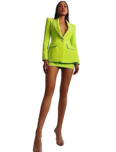 Women's Suit One Button Long Sleeve Peak Lapel Jacket Skirt Outfits Casual Party Leisure Tuxedos