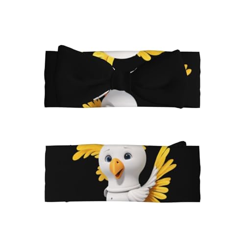Baby Bow Headband Funny Little Stupid Chicken Printing Soft, Skin-Friendly For Newborns 0-6 Months, For Baby Girls2