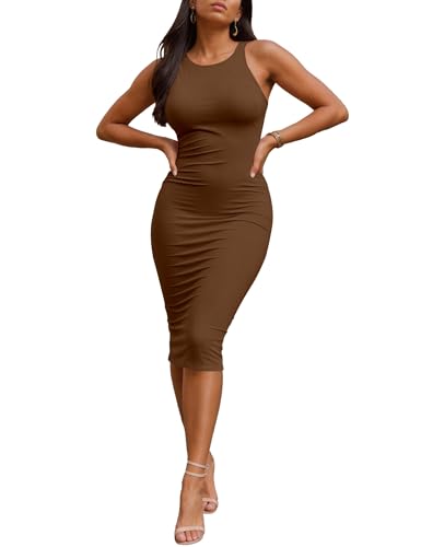 Image of Nimsruc Summer Dresses for Women 2026 Sexy Tank Top Bodycon Pencil Sleeveless Basic Midi Club Dress