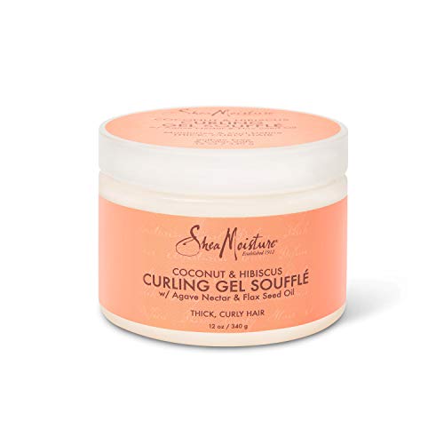 SheaMoisture Curling Gel Souffle for Thick, Curly Hair Coconut and Hibiscus to Moisturize and Protect Hair 12 oz