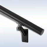 7 FT Handrails Kit for Indoor Outdoor Stairs，Modern Aluminum Handrail Set，1.4' Diameter Bar,Adjustable 304 Stainless Steel Brackets Included，Rust Free. (Matte Black, 7 FT)