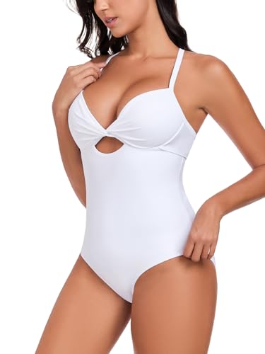 Women's Push Up Twist Front Cutout One Piece Swimsuits Crisscross Back Bathing Suits Adjustable Straps Swimwear2