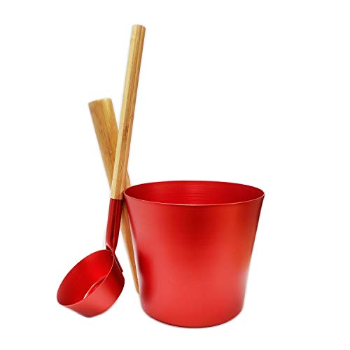 The Sauna Place Red Aluminum & Bamboo Sauna Bucket and Ladle Set (1.5 Gal) Replacement Part