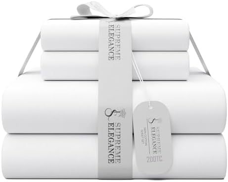SUPREME ELEGANCE 100% Cotton Full Size Bed Sheets – Arctic White, 4-Piece Percale Bed Sheets, Ultra Light Crisp & Cool Bedding, Soft After Each Wash, Deep Pocket Fitted Sheet Fits up to 17" Mattress - Thumbnail 2