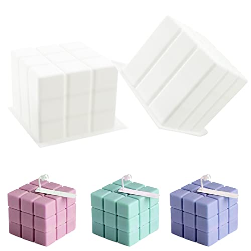 Molde de Vela Cubo,Vela Molde de Silicona 3D,Molde de Vela de Bricolaje ,moldes para velas artesanales Para jabones hechos a mano, velas (1) Cover