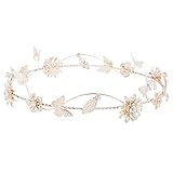 Lux Accessories Rose Gold Tone Metal Flower Floral Butterfly Leaf Crown Headband