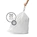 simplehuman Code D 60 Count, Genuine Custom Fit Liners, Drawstring Trash Bags in Dispenser Packs, 20 Liter / 5.3 Gallon, White
